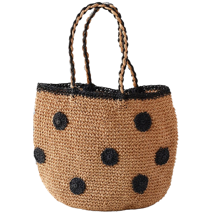 [2 colors] ENA KUAM Dot Round Cello Basket Tote Bag [23SKU001]