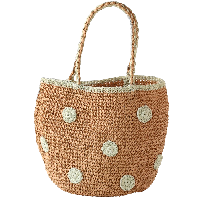 [2 colors] ENA KUAM Dot Round Cello Basket Tote Bag [23SKU001]