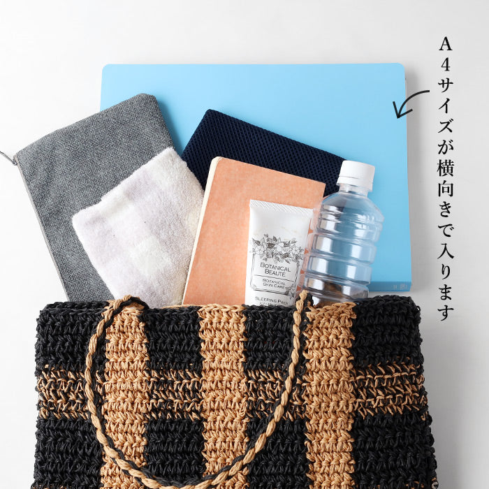 【2色】ENA KUAM (エナクアム) ペーパーヤーン チェック トート レディース [25SKU002] ネパール ハンドメイド フェアトレード ブランド