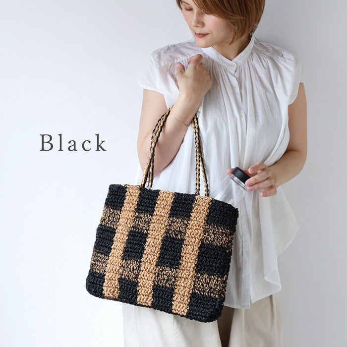 【2色】ENA KUAM (エナクアム) ペーパーヤーン チェック トート レディース [25SKU002] ネパール ハンドメイド フェアトレード ブランド