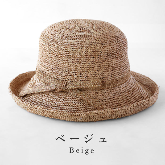 [2 colors] Okamoto Hats (Okamoto Hats) Raffia Soft Crochet Sailor Hat with Ribbon Women's Straw Hat 4S-001