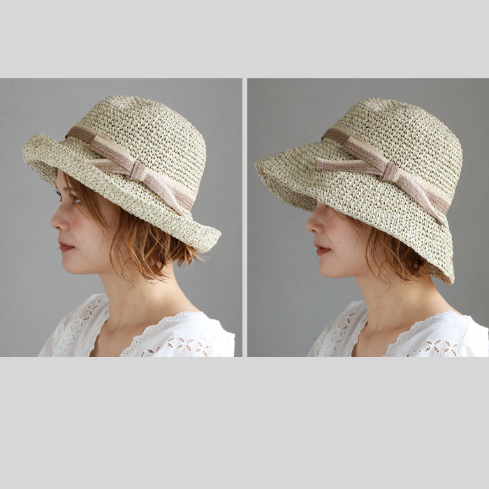 Okamoto Hats (Okamoto Hats) Washi Paper Crochet Straw Hat with Ribbon for Women [25SS-030] Hat Factory Brand, Shirahama Town, Wakayama Prefecture