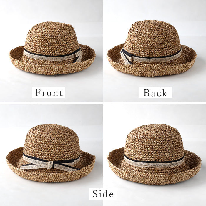 Okamoto Hats (Okamoto Hats) Washi Paper Crochet Straw Hat with Ribbon for Women [25SS-030] Hat Factory Brand, Shirahama Town, Wakayama Prefecture