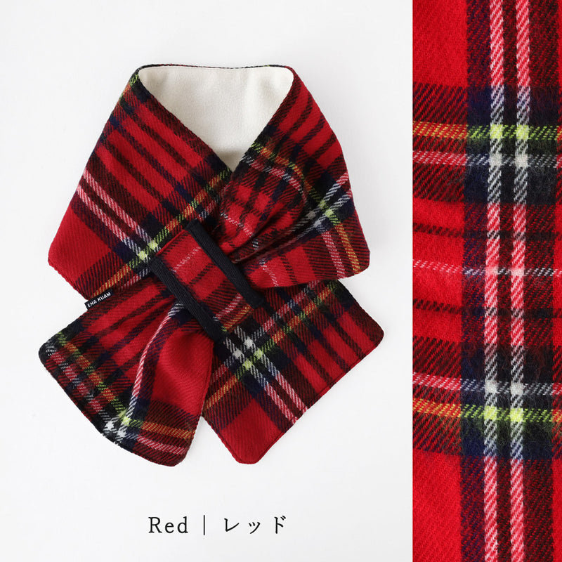【3 Colors】ENA KUAM Check Short Scarf Insertable for Women [26AKU801] Nepal Handmade Fair Trade Brand