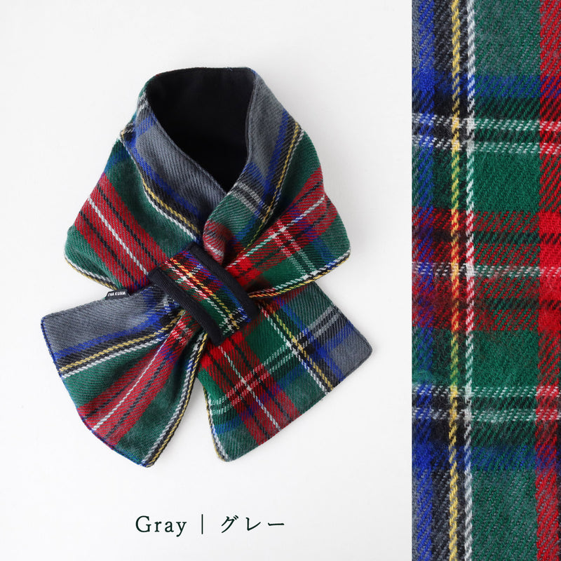 【3 Colors】ENA KUAM Check Short Scarf Insertable for Women [26AKU801] Nepal Handmade Fair Trade Brand