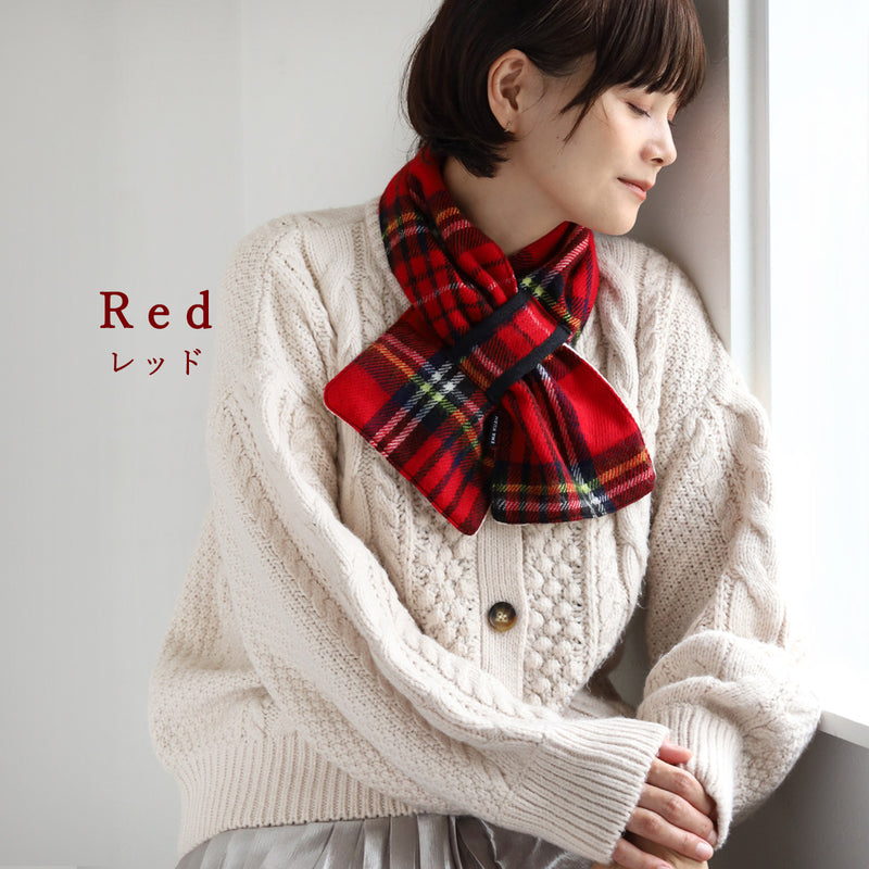 【3 Colors】ENA KUAM Check Short Scarf Insertable for Women [26AKU801] Nepal Handmade Fair Trade Brand