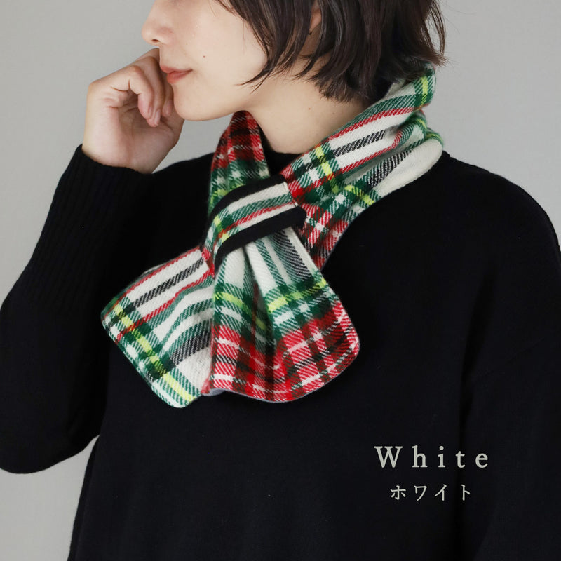 【3 Colors】ENA KUAM Check Short Scarf Insertable for Women [26AKU801] Nepal Handmade Fair Trade Brand