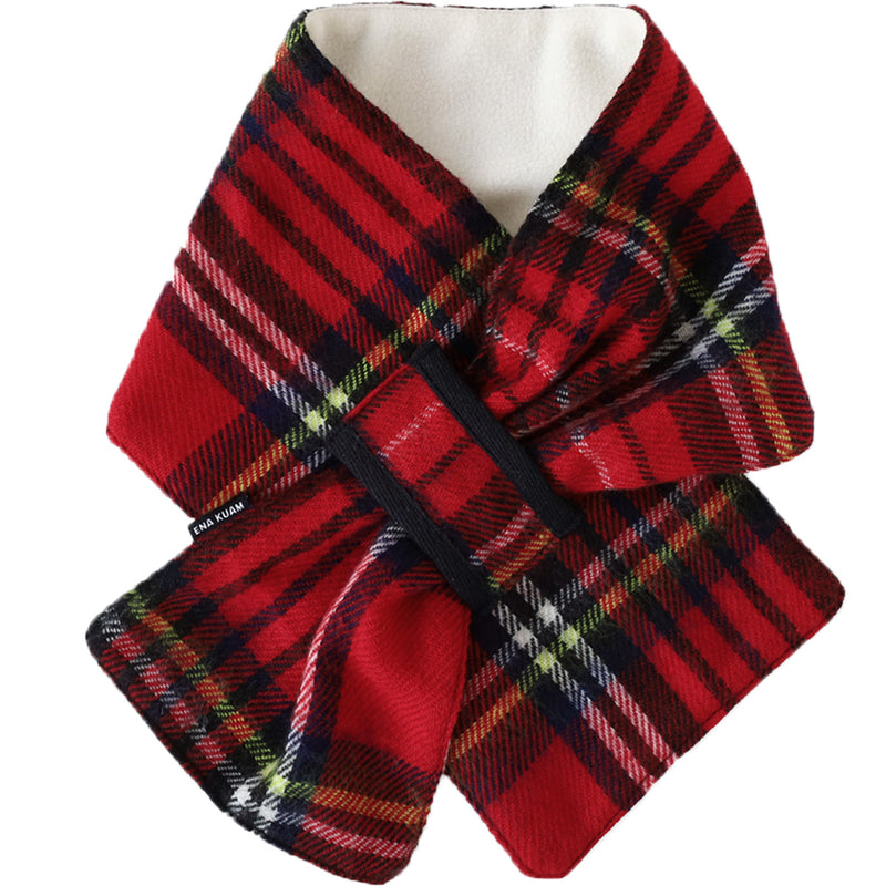 【3 Colors】ENA KUAM Check Short Scarf Insertable for Women [26AKU801] Nepal Handmade Fair Trade Brand