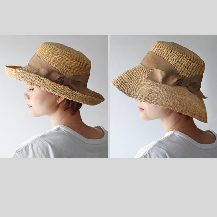 Okamoto Hats (Okamoto Hats) Raffia Crochet with Ribbon for Women, Straw Hat, Natural Plants, Spring, Summer, UV Protection, Sunburn Protection, 4S-005