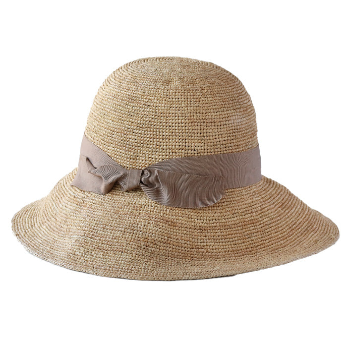 Okamoto Hats (Okamoto Hats) Raffia Crochet with Ribbon for Women, Straw Hat, Natural Plants, Spring, Summer, UV Protection, Sunburn Protection, 4S-005