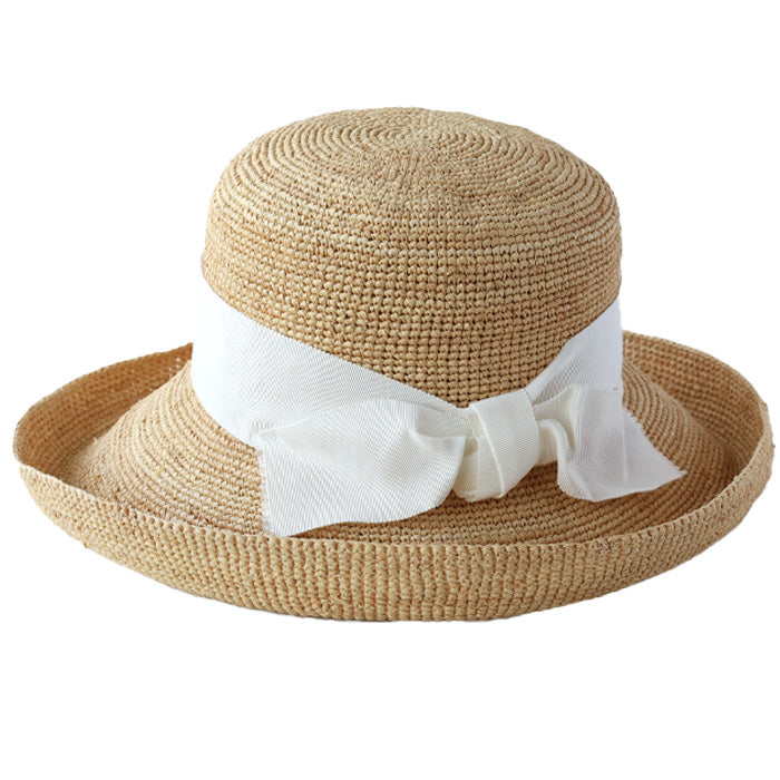 Okamoto Hats (Okamoto Hats) Raffia Crochet with Ribbon for Women, Straw Hat, Natural Plants, Spring, Summer, UV Protection, Sunburn Protection, 4S-005
