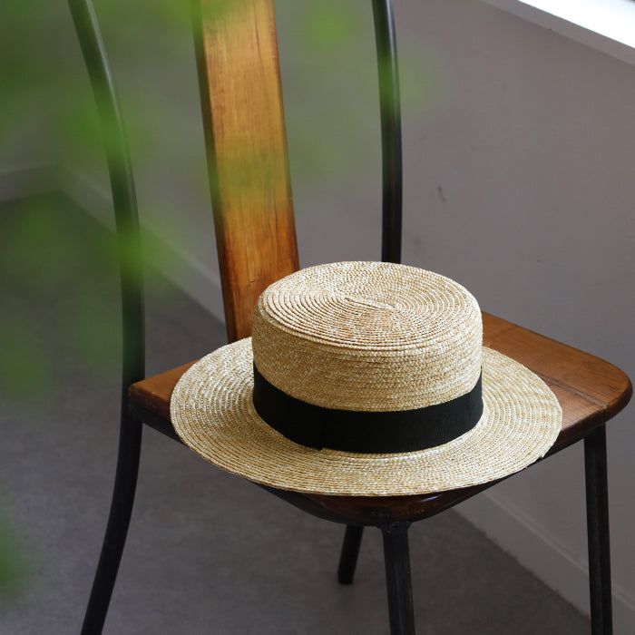 岡本帽子(おかもとぼうし) 麦わら カンカン帽 リボン付き レディース