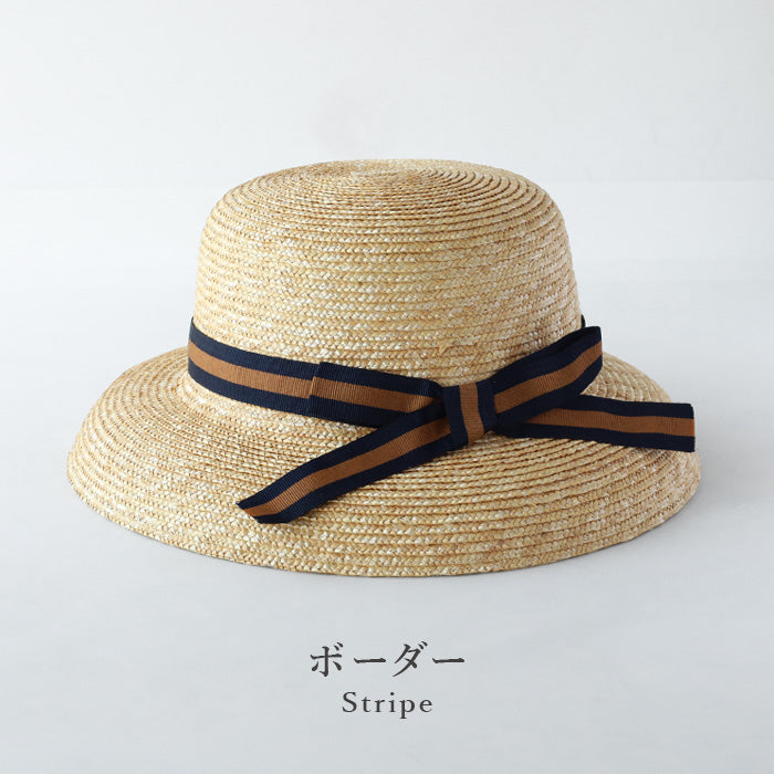 Okamoto Hats (Okamoto Hats) Straw Boater Hat with Ribbon Women's Hat Straw Hat Natural Grass Wheat Straw Hat [4S-H]