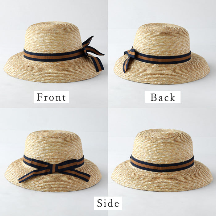 Okamoto Hats (Okamoto Hats) Straw Boater Hat with Ribbon Women's Hat Straw Hat Natural Grass Wheat Straw Hat [4S-H]