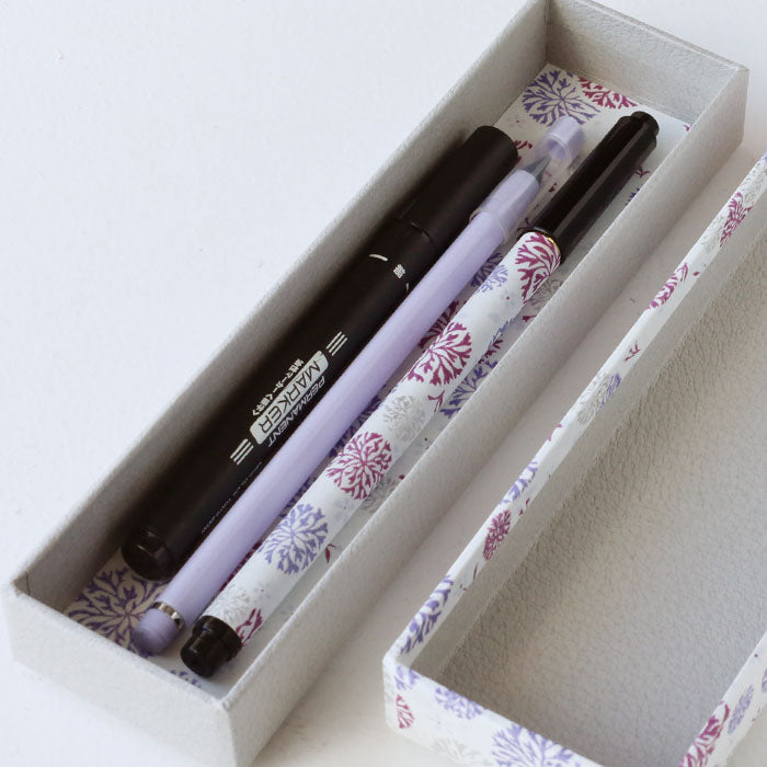 Kyoto Shogado Kyo Yuzen Paper Fudebako Brush Pen Set chic3 [57056-57563] Japanese Pattern Pen Case Stylish Stationery