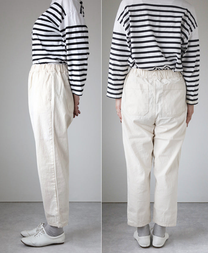 [4 colors] NARU FACTORY 8oz Uneven Denim Cozy Pants 100% Cotton Women's [637120] Minamide Meriyasu Bottoms Factory Brand