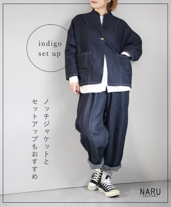 NARU FACTORY 8oz Irregular Denim Tall Pants, 100% Cotton, Women's [641800BE] Minamide Meriyasu Pants, Factory Brand 