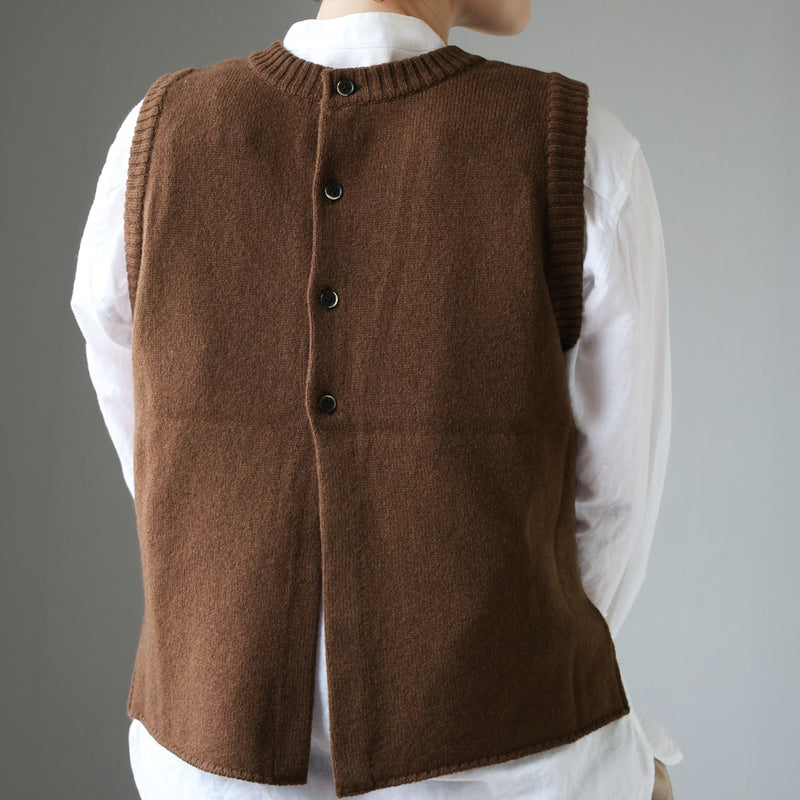 [5 Colors] NARU FACTORY Tasmania Lamb 2-Way Vest Women's [650603BF] Minamide Meriyasu Knit Factory Brand Knit Vest Reversible Front-to-Back