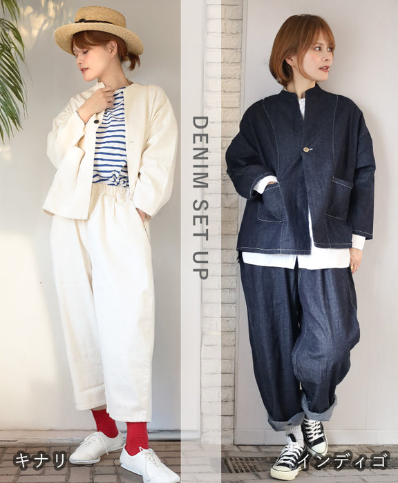 NARU FACTORY 8oz Irregular Denim Notched Jacket, 100% Cotton, Women's [654800BE] Minamide Meriyasu Denim Jacket, Factory Brand 