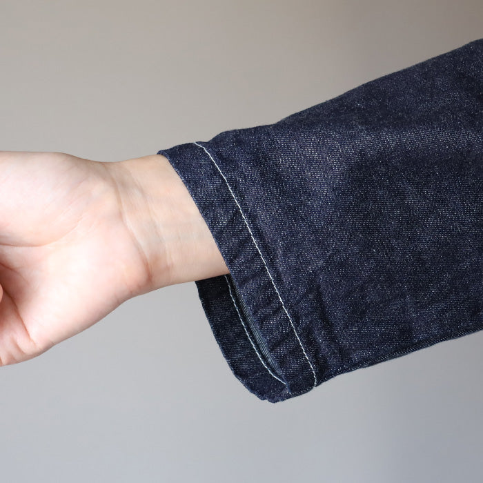 NARU FACTORY 8oz Irregular Denim Notched Jacket, 100% Cotton, Women's [654800BE] Minamide Meriyasu Denim Jacket, Factory Brand 