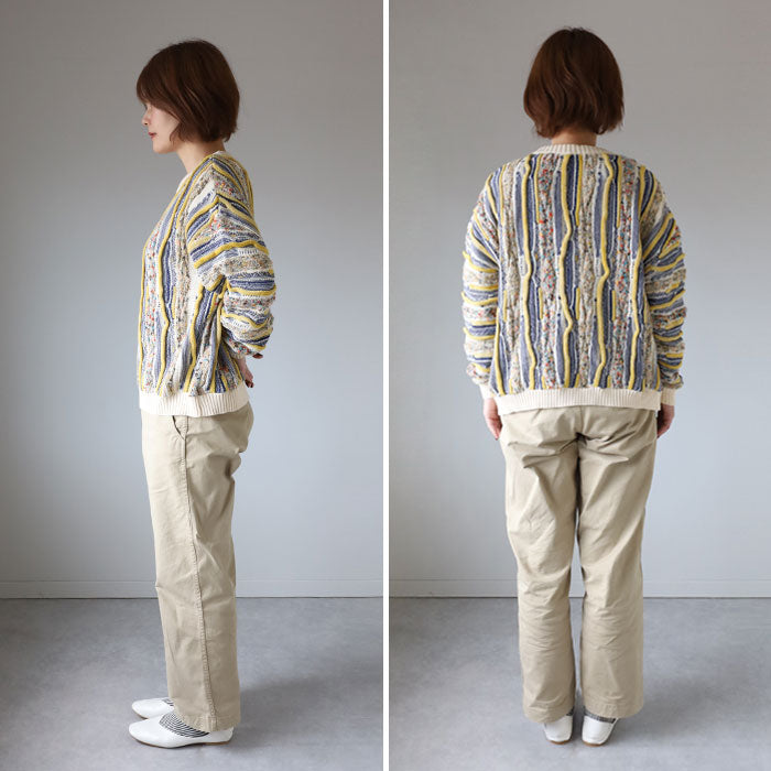 NARU FACTORY Marble Wave Crew Neck Knit Sweater for Women [657600] Minamide Meriyasu Sweater Factory Brand 