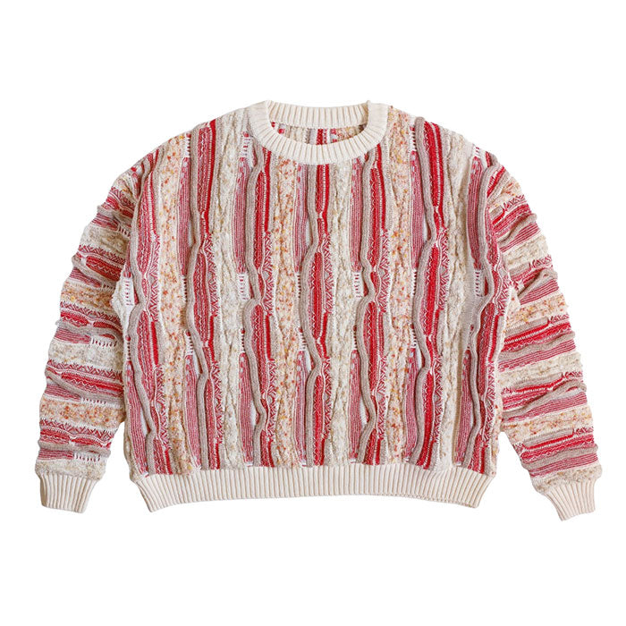 NARU FACTORY Marble Wave Crew Neck Knit Sweater for Women [657600] Minamide Meriyasu Sweater Factory Brand 