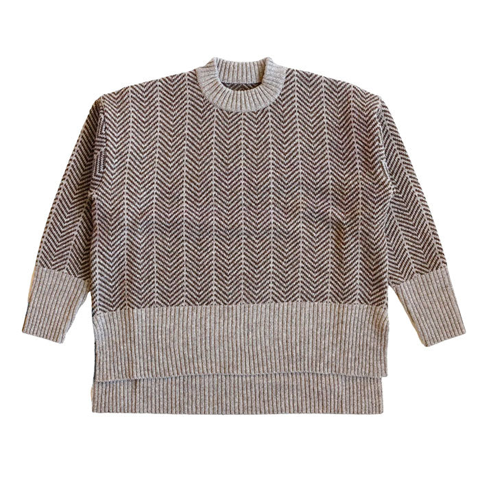 NARU FACTORY (Naru Factory) Natural Color Wool Herringbone Comodo Knit Sweater for Women [659601] Minamide Meriyas Factory Brand
