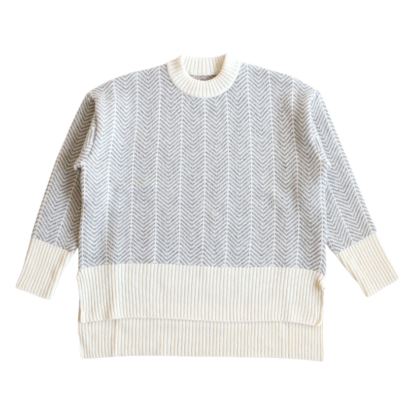 NARU FACTORY (Naru Factory) Natural Color Wool Herringbone Comodo Knit Sweater for Women [659601] Minamide Meriyas Factory Brand