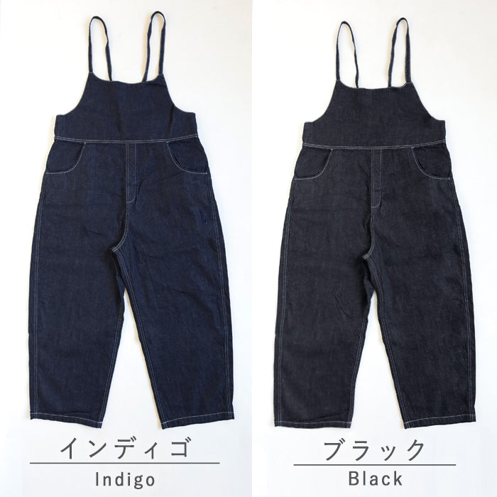 NARU FACTORY 8oz Irregular Denim Tall Overalls, 100% Cotton, Women's [661800] Minamide Meriyasu Bottoms, Factory Brand 