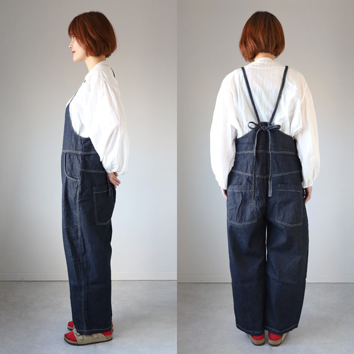 NARU FACTORY(ナル ファクトリー) 8oz ムラデニム ノッポサロペット コットン100% レディース [661800] 南出メリヤス ボトムス ファクトリーブランド