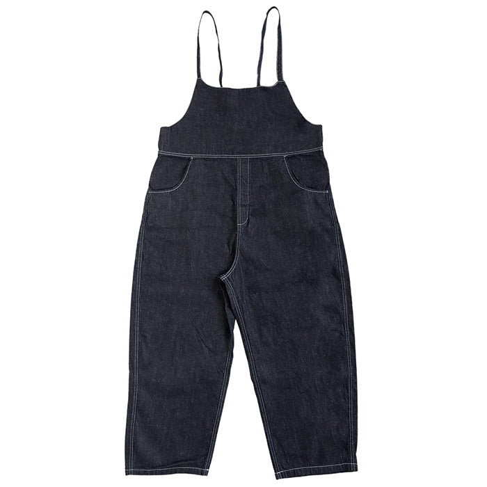 NARU FACTORY 8oz Irregular Denim Tall Overalls, 100% Cotton, Women's [661800] Minamide Meriyasu Bottoms, Factory Brand 