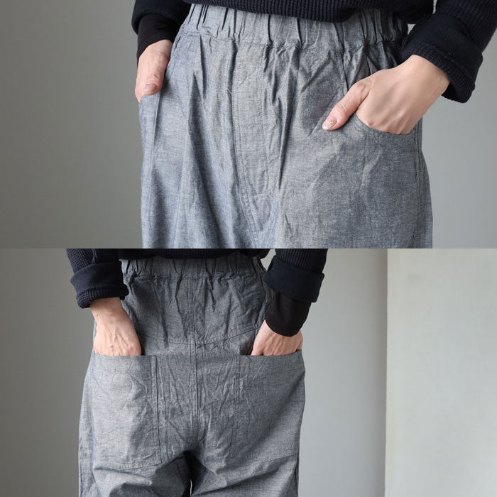 NARU FACTORY Summer Mura Denim Tall Pants, 100% Cotton, Women's [662811BF], Minamide Meriyasu Bottoms, Factory Brand 