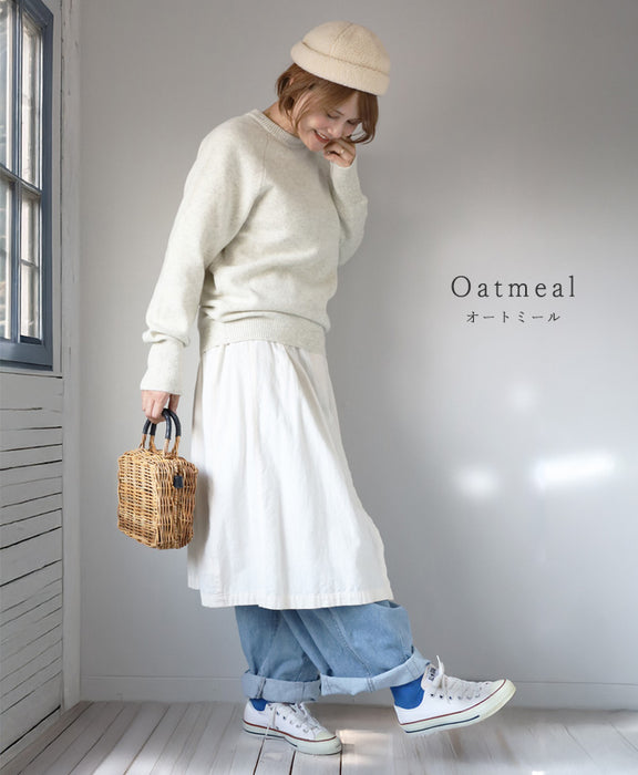 NARU FACTORY Tasmanian Lamb Raglan Knit Pullover Women's Free Size [665600-1] Minamide Knitwear Sweater Factory Brand