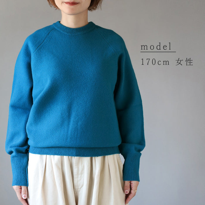 NARU FACTORY Tasmanian Lamb Raglan Knit Pullover Women's Free Size [665600-1] Minamide Knitwear Sweater Factory Brand