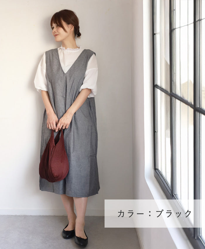 NARU FACTORY Summer Irregular Denim Jumper Skirt, 100% Cotton, Women's [671830], Minamide Meriyasu Dress, Factory Brand, Spring/Summer 