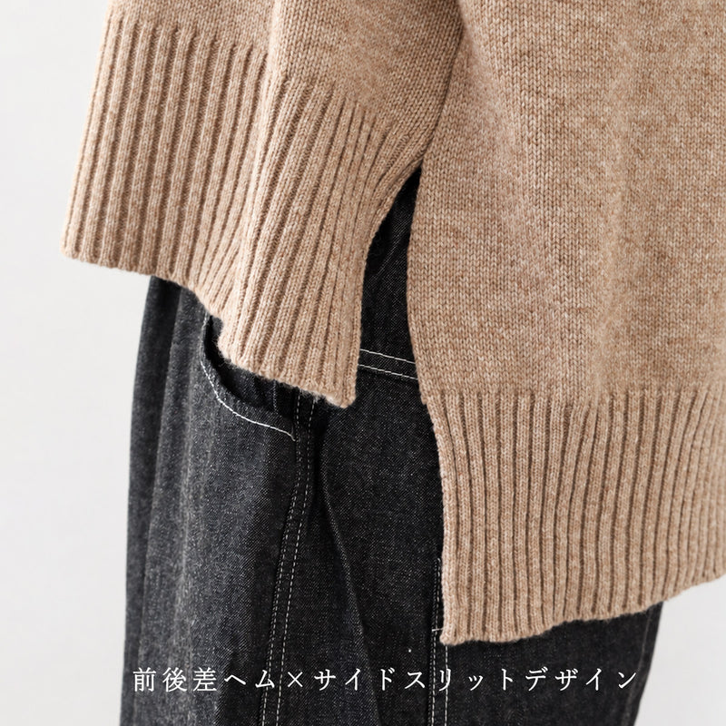 【4色】NARU FACTORY(ナル ファクトリー) エアーヤーンコットン くろねこ コモドニット ウール65% 綿35％ レディース [674600] 南出メリヤス セーター ファクトリーブランド