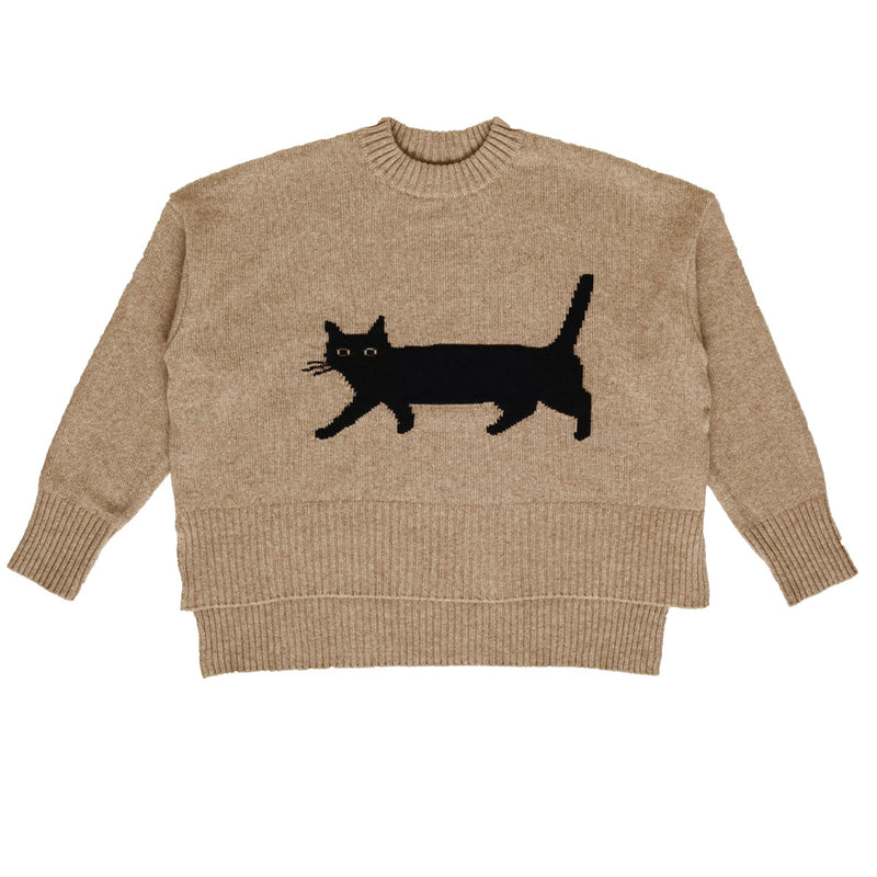 【4色】NARU FACTORY(ナル ファクトリー) エアーヤーンコットン くろねこ コモドニット ウール65% 綿35％ レディース [674600] 南出メリヤス セーター ファクトリーブランド