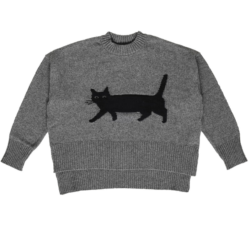 【4色】NARU FACTORY(ナル ファクトリー) エアーヤーンコットン くろねこ コモドニット ウール65% 綿35％ レディース [674600] 南出メリヤス セーター ファクトリーブランド