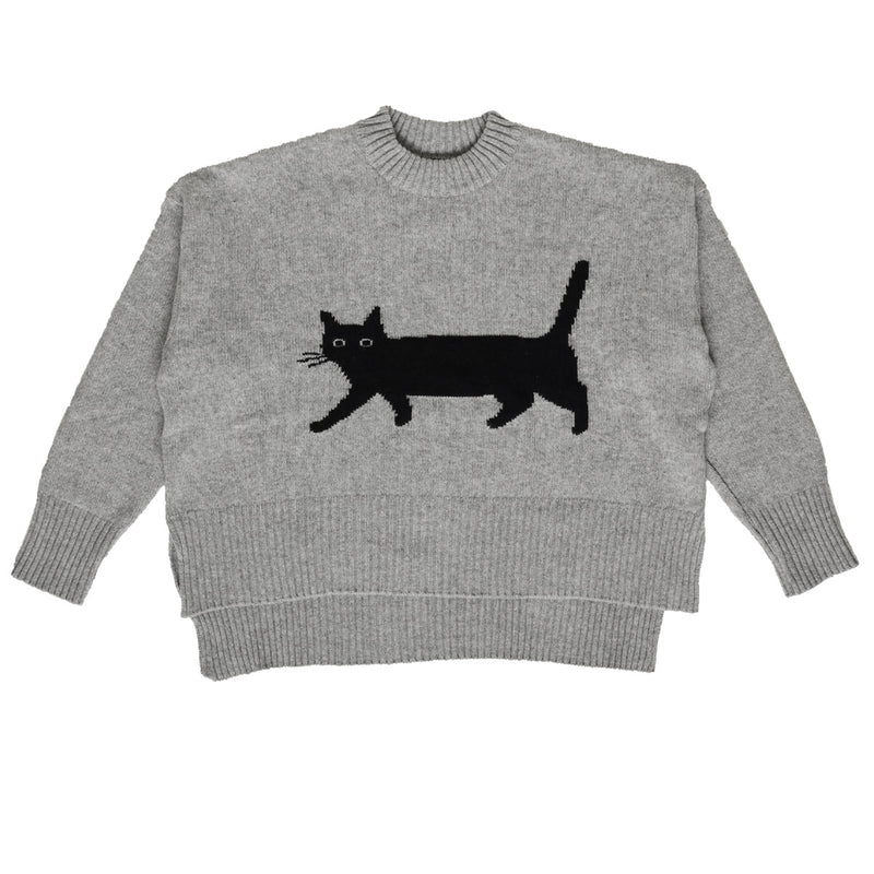 【4色】NARU FACTORY(ナル ファクトリー) エアーヤーンコットン くろねこ コモドニット ウール65% 綿35％ レディース [674600] 南出メリヤス セーター ファクトリーブランド