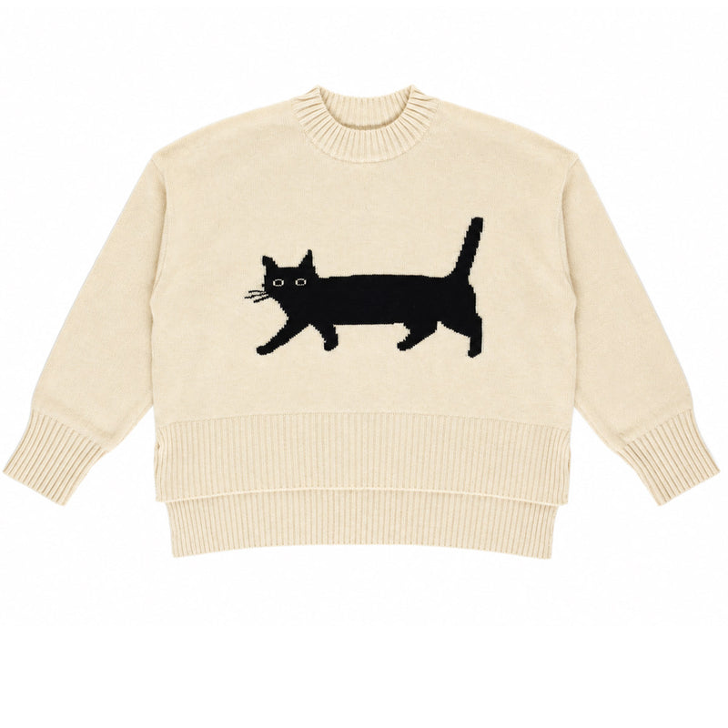 【4色】NARU FACTORY(ナル ファクトリー) エアーヤーンコットン くろねこ コモドニット ウール65% 綿35％ レディース [674600] 南出メリヤス セーター ファクトリーブランド