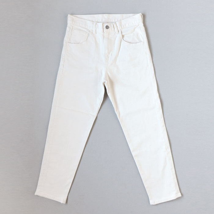 DEEP BLUE 10oz Stretch Denim Ankle Length Tapered Pants Off White [72926-1] Women's Okayama Jeans 