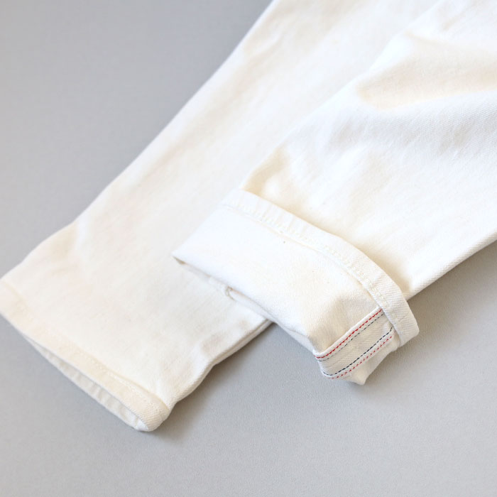 DEEP BLUE 10oz Stretch Denim Ankle Length Tapered Pants Off White [72926-1] Women's Okayama Jeans 