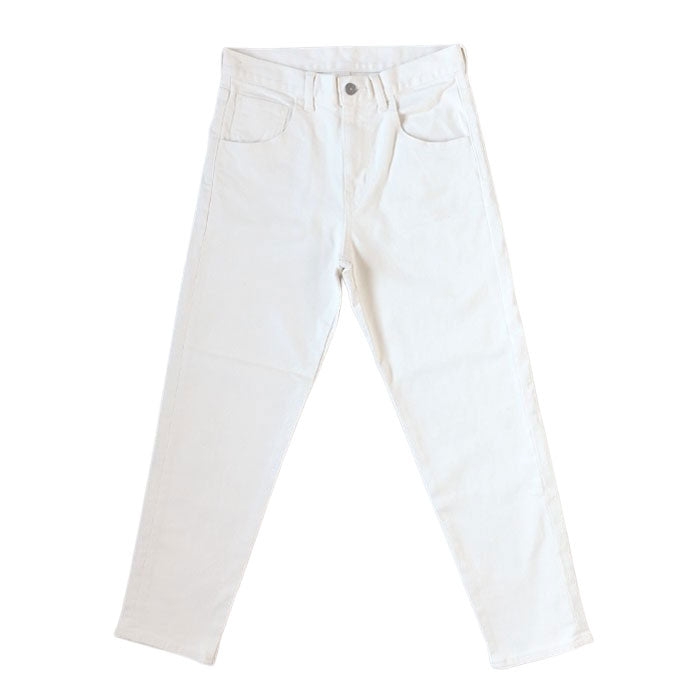 DEEP BLUE 10oz Stretch Denim Ankle Length Tapered Pants Off White [72926-1] Women's Okayama Jeans 