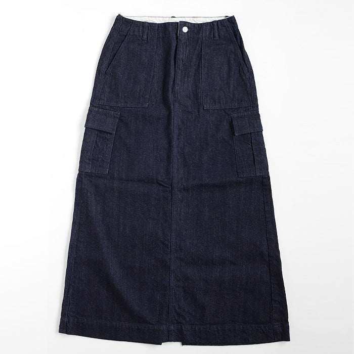 DEEP BLUE Denim Long Cargo Skirt Indigo Ladies [72959] Okayama Kurashiki Kojima Jeans Women