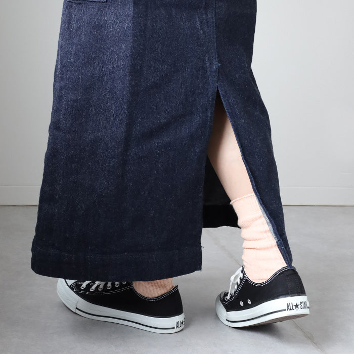 DEEP BLUE Denim Long Cargo Skirt Indigo Ladies [72959] Okayama Kurashiki Kojima Jeans Women