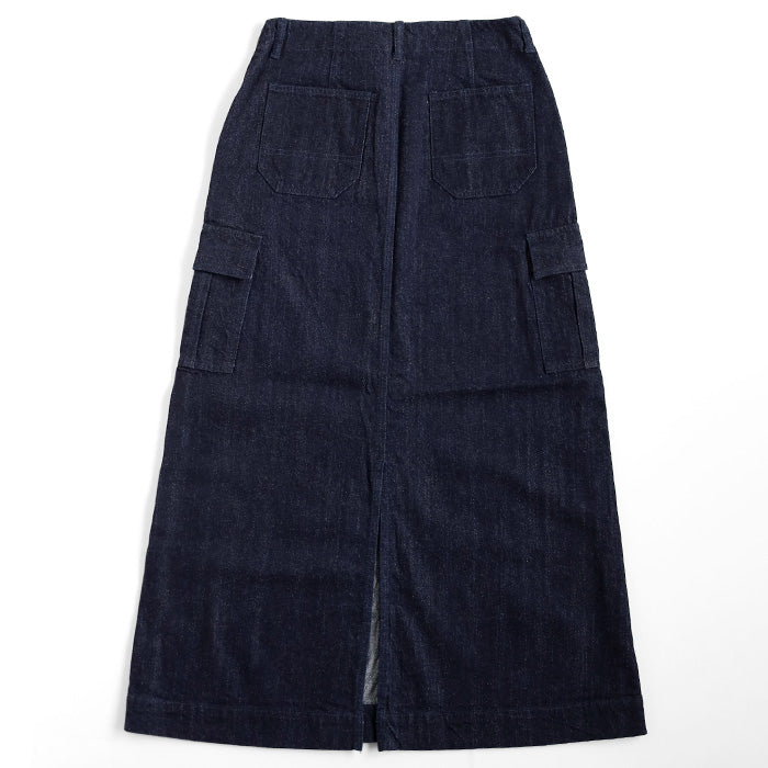 DEEP BLUE Denim Long Cargo Skirt Indigo Ladies [72959] Okayama Kurashiki Kojima Jeans Women