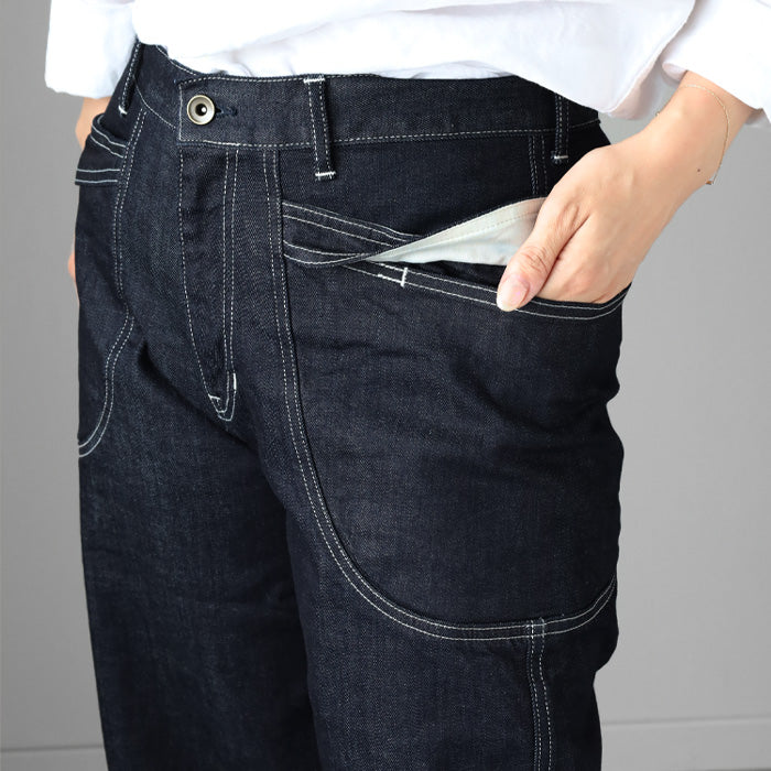 DEEP BLUE 10oz Stretch Denim Wide Gardening Pants One Wash [72963-1]