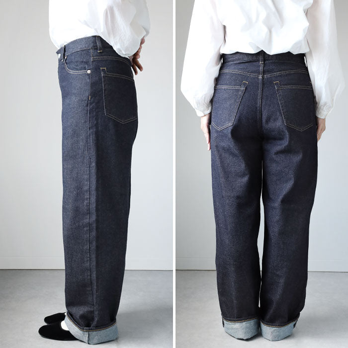 DEEP BLUE Left Twill Straight Denim Pants Indigo Women's [72986-1] Okayama Kurashiki Kojima Jeans Pants 