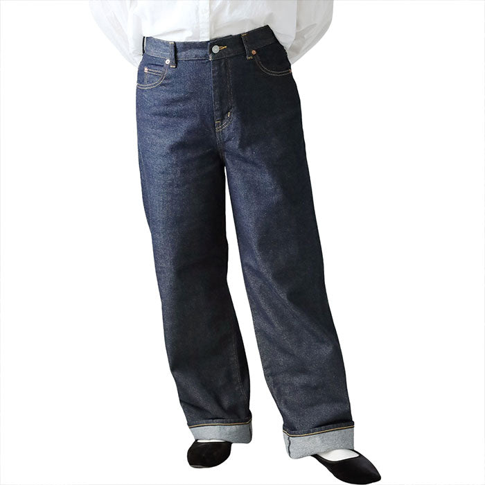 DEEP BLUE Left Twill Straight Denim Pants Indigo Women's [72986-1] Okayama Kurashiki Kojima Jeans Pants 