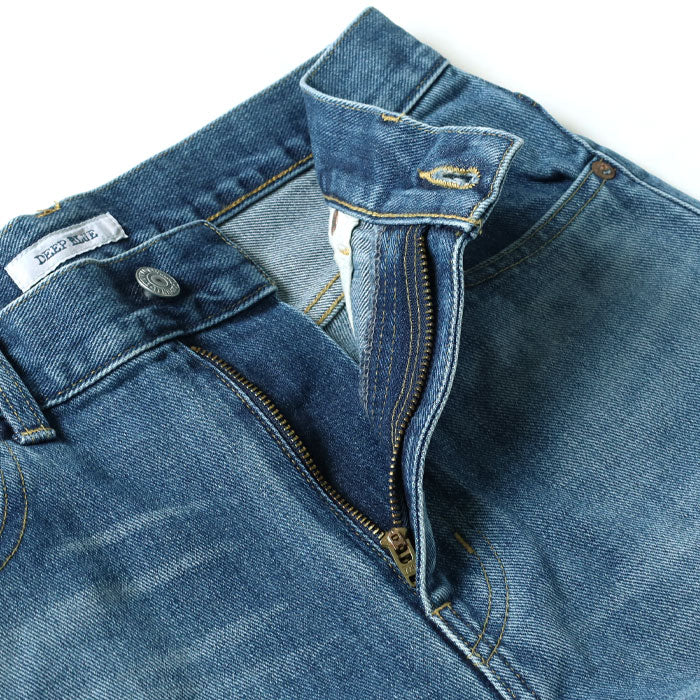 DEEP BLUE Left Twill Straight Denim Pants Medium Blue Women's [72986-2] Okayama Kurashiki Kojima Jeans Pants 